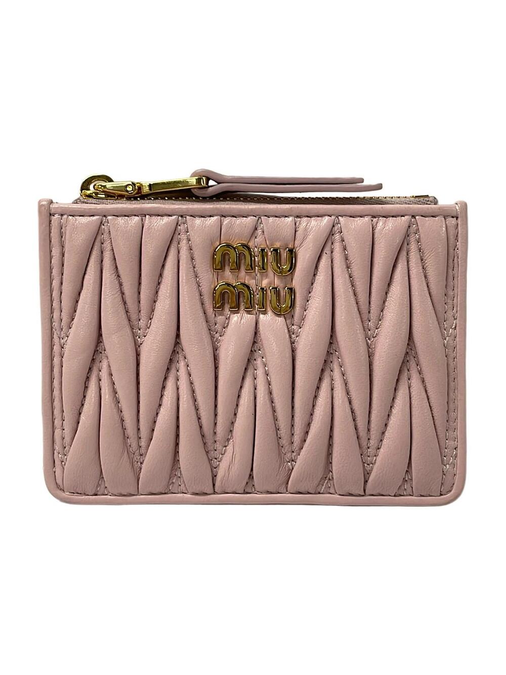 Miumiu Alabaster Pink Leather Coin Case #281294M53B